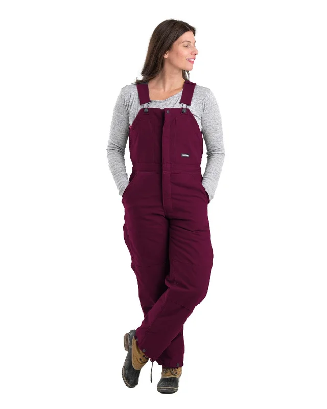 Berne Apparel Womens Softstone Duck Insulated Plum 100% Cotton Bib Overall