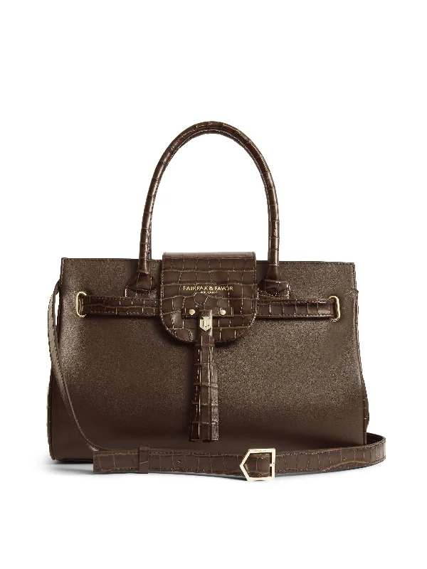 Windsor Handbag - Mahogany Croc